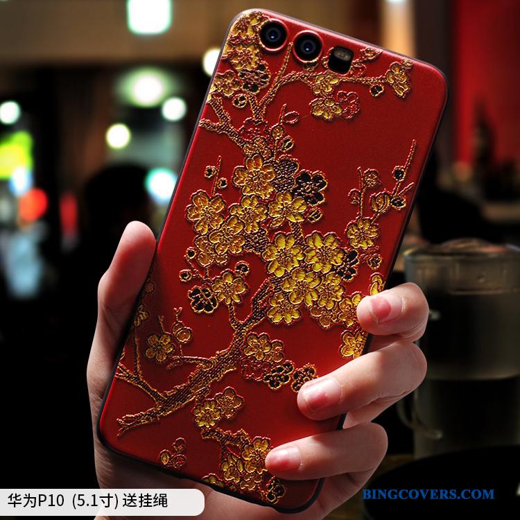 Huawei P10 Blød Rød Vintage Silikone Telefon Etui Kreativ Af Personlighed