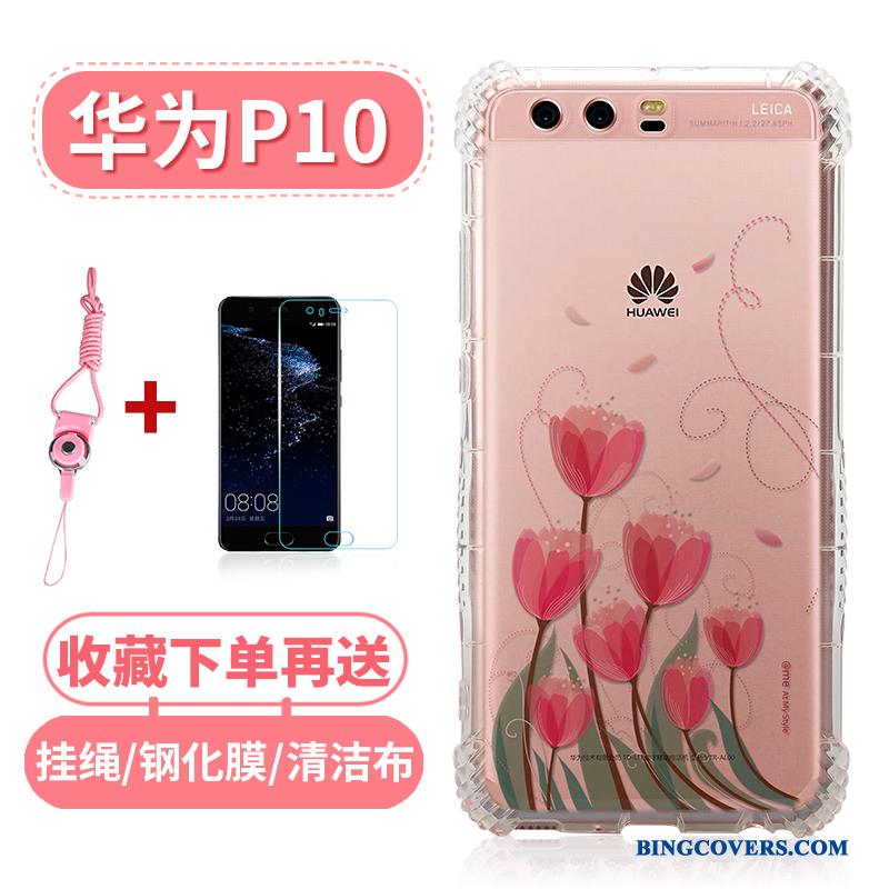 Huawei P10 Cover Blød Anti-fald Hængende Ornamenter Telefon Etui Alt Inklusive Gennemsigtig