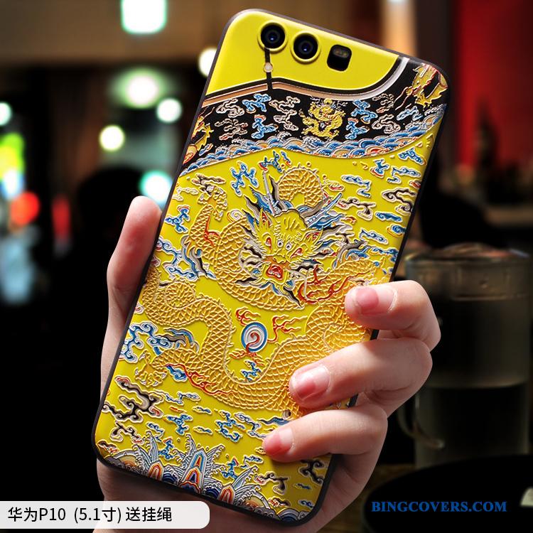 Huawei P10 Etui Kreativ Af Personlighed Tynd Nubuck Gul Anti-fald Elskeren