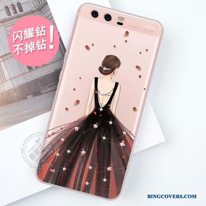 Huawei P10 Etui Ny Anti-fald Cover Silikone Lilla Alt Inklusive Strass