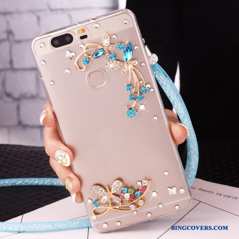 Huawei P10 Lite Beskyttelse Cover Hængende Ornamenter Strass Telefon Etui Guld Ungdom