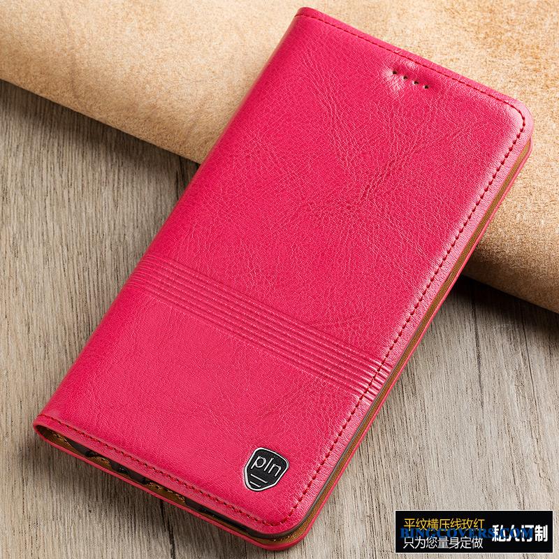 Huawei P10 Lite Rød Mobiltelefon Ægte Læder Telefon Etui Cover Beskyttelse Folio