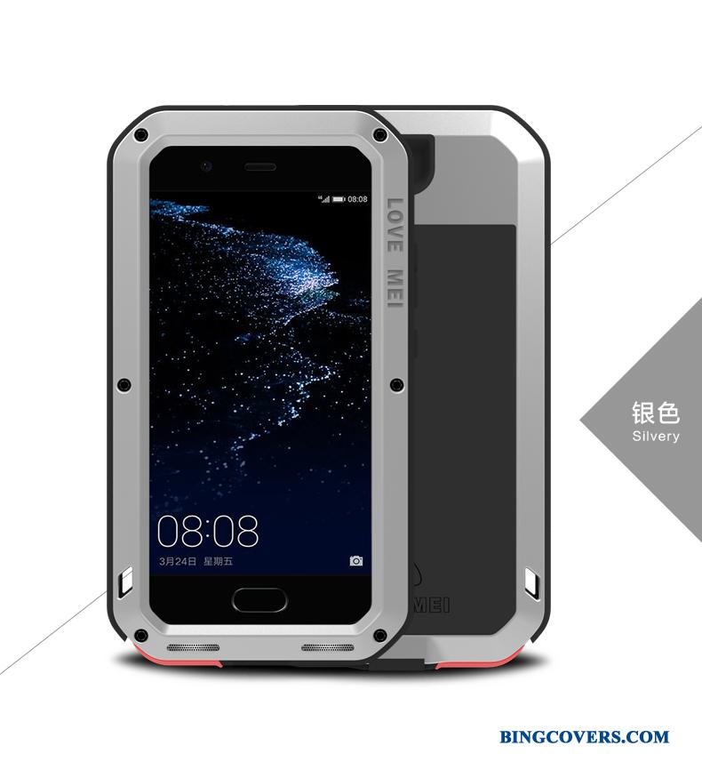 Huawei P10 Plus Alt Inklusive Beskyttelse Sort Tre Forsvar Cover Metal Telefon Etui