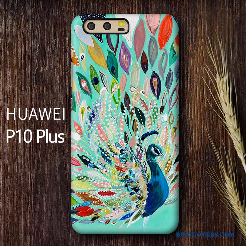 Huawei P10 Plus Etui Af Personlighed Mobiltelefon Kinesisk Stil Påfugl Nubuck Beskyttelse Grøn