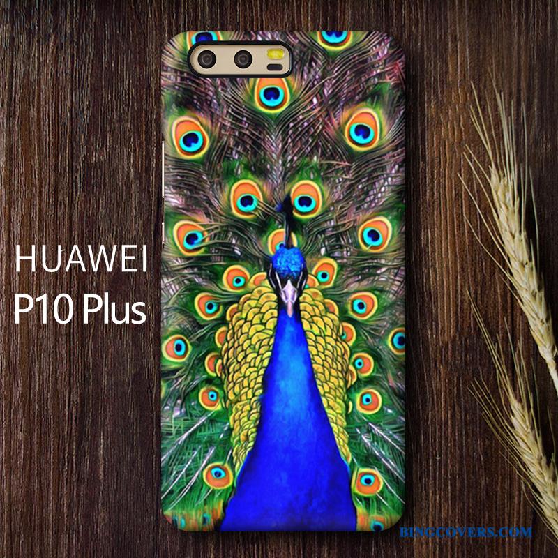 Huawei P10 Plus Etui Af Personlighed Mobiltelefon Kinesisk Stil Påfugl Nubuck Beskyttelse Grøn