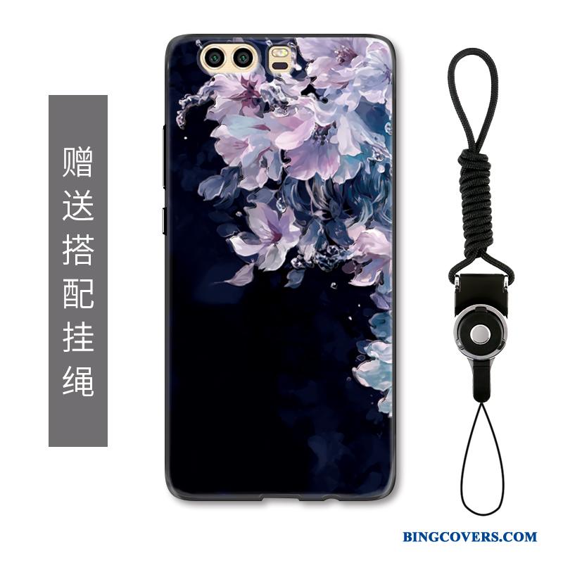 Huawei P10 Plus Etui Beskyttelse Blomster Kat Cover Hængende Ornamenter Blå Anti-fald