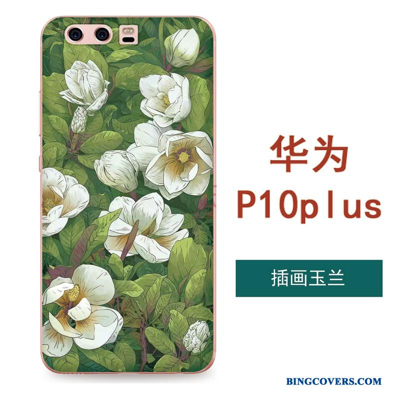 Huawei P10 Plus Etui Blomster Blød Cover Silikone Rød Alt Inklusive Kunst