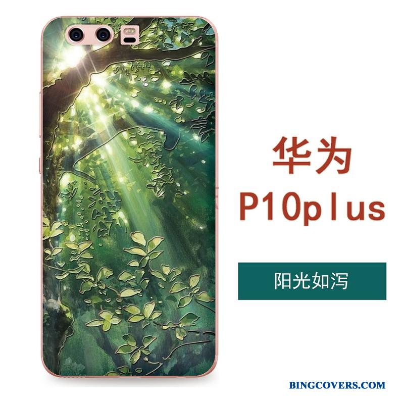 Huawei P10 Plus Etui Blomster Blød Cover Silikone Rød Alt Inklusive Kunst