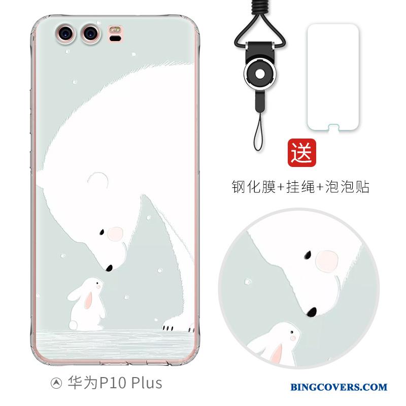 Huawei P10 Plus Etui Silikone Blød Relief Lyseblå Kreativ Smuk Cartoon