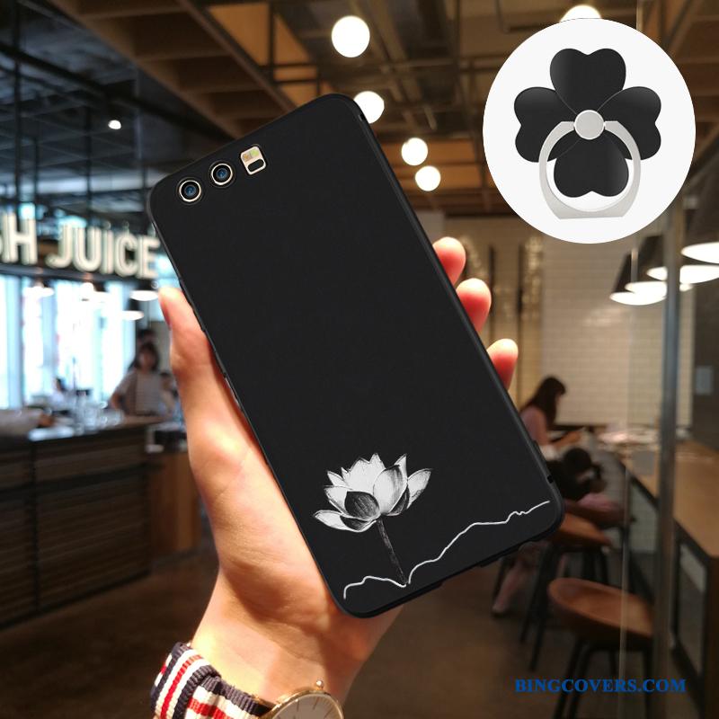 Huawei P10 Plus Silikone Kreativ Sort Telefon Etui Cover Beskyttelse Hængende Ornamenter