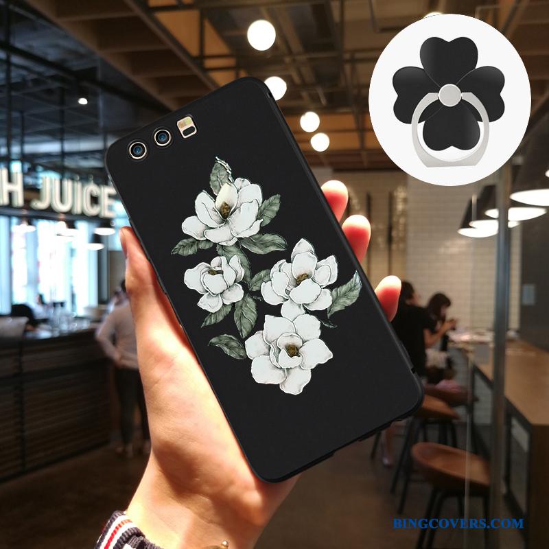 Huawei P10 Plus Silikone Kreativ Sort Telefon Etui Cover Beskyttelse Hængende Ornamenter