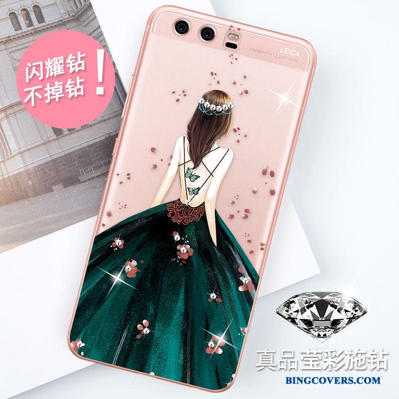 Huawei P10 Plus Telefon Etui Rosa Guld Beskyttelse Af Personlighed Strass Cover Alt Inklusive