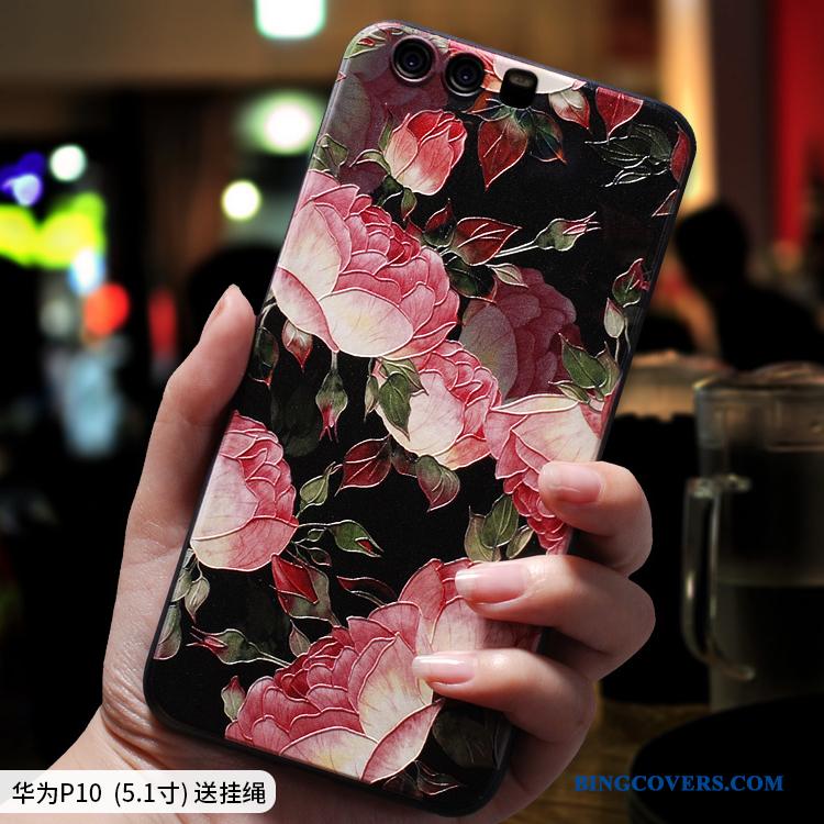 Huawei P10 Relief Beskyttelse Cover Rød Telefon Etui Anti-fald Alt Inklusive