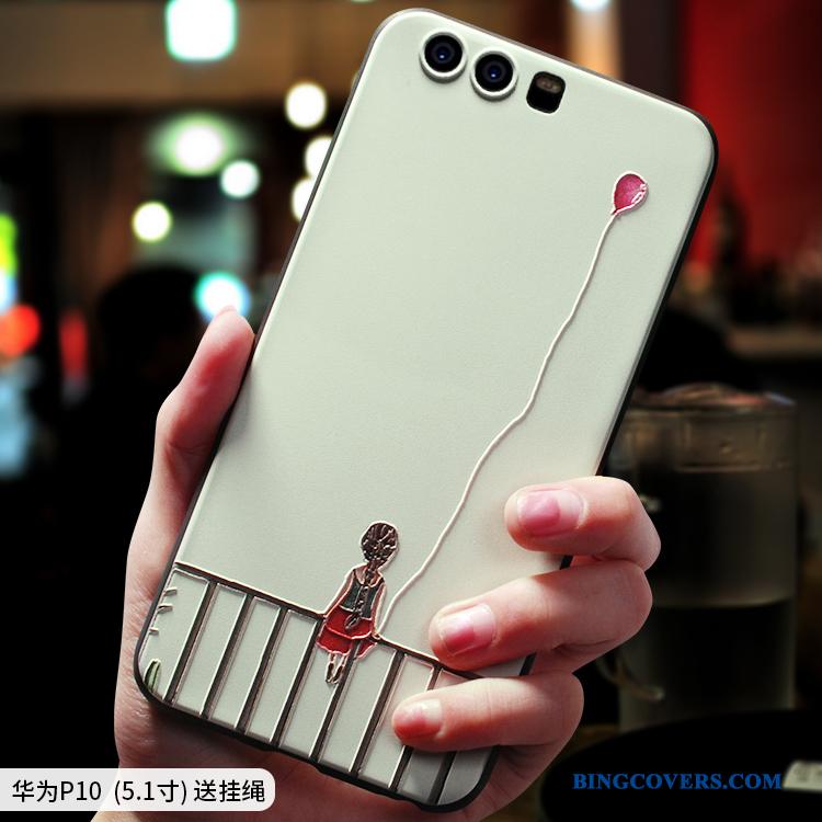 Huawei P10 Silikone Anti-fald Telefon Etui Af Personlighed Simple Kreativ Hvid
