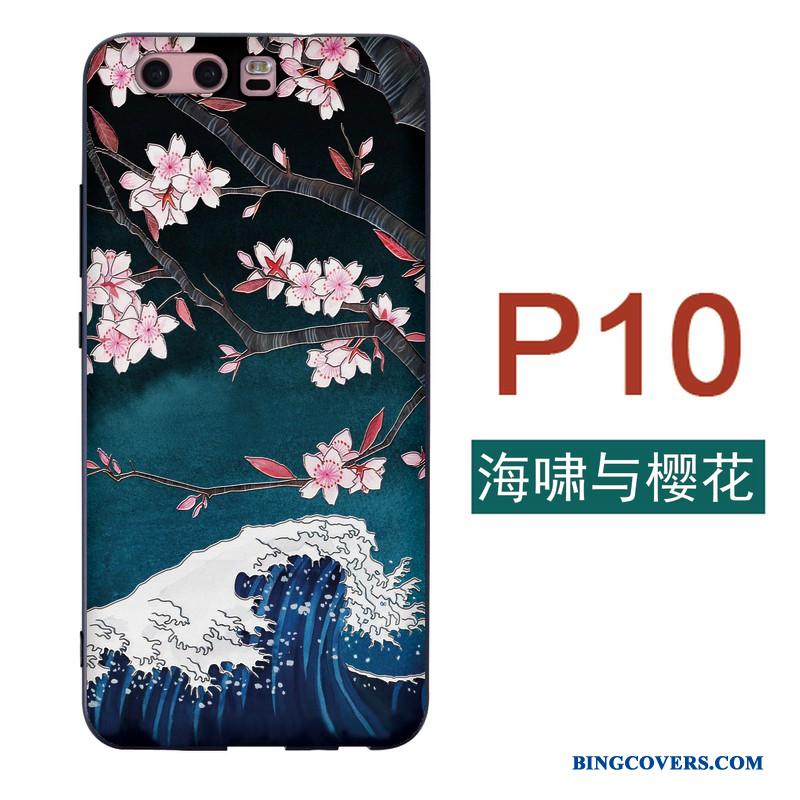 Huawei P10 Vind Telefon Etui Silikone Japansk Cover Cherry Grøn