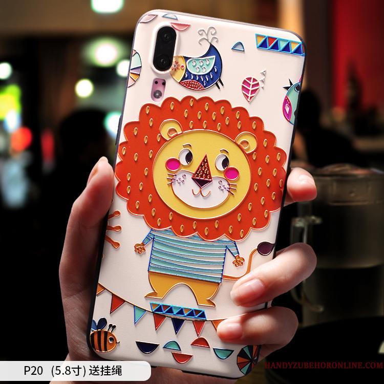 Huawei P20 Nubuck Silikone Telefon Etui Cartoon Hængende Ornamenter Beskyttelse Smuk