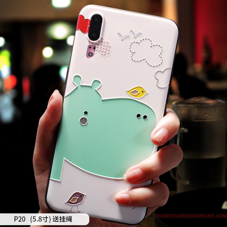Huawei P20 Nubuck Silikone Telefon Etui Cartoon Hængende Ornamenter Beskyttelse Smuk