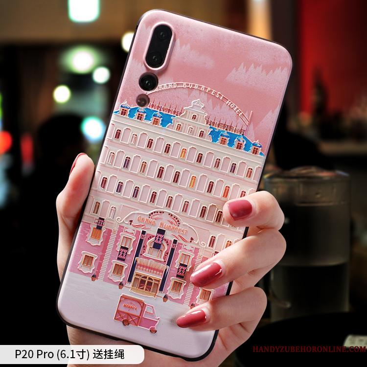 Huawei P20 Pro Lyserød Kreativ Smuk Silikone Af Personlighed Hængende Ornamenter Telefon Etui