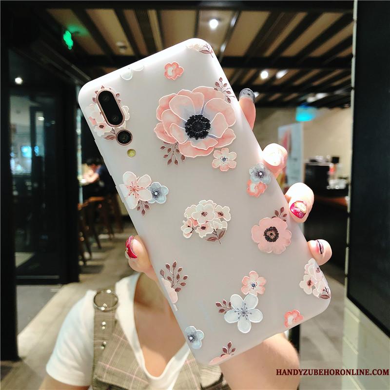 Huawei P20 Pro Lyserød Relief Cover Anti-fald Beskyttelse Blomster Telefon Etui