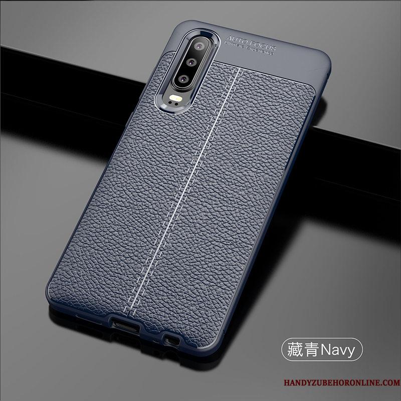 Huawei P30 Etui Anti-fald Mode Simple Mønster Litchi Mobiltelefon Læder