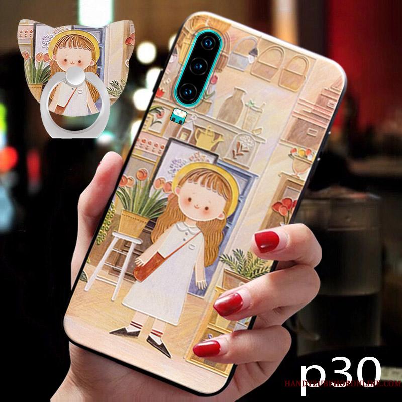 Huawei P30 Etui Cartoon Trendy Kreativ Smuk Blød Ungdom Knapper