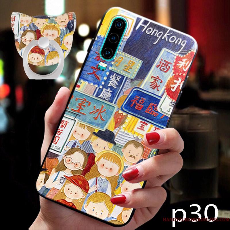 Huawei P30 Etui Cartoon Trendy Kreativ Smuk Blød Ungdom Knapper