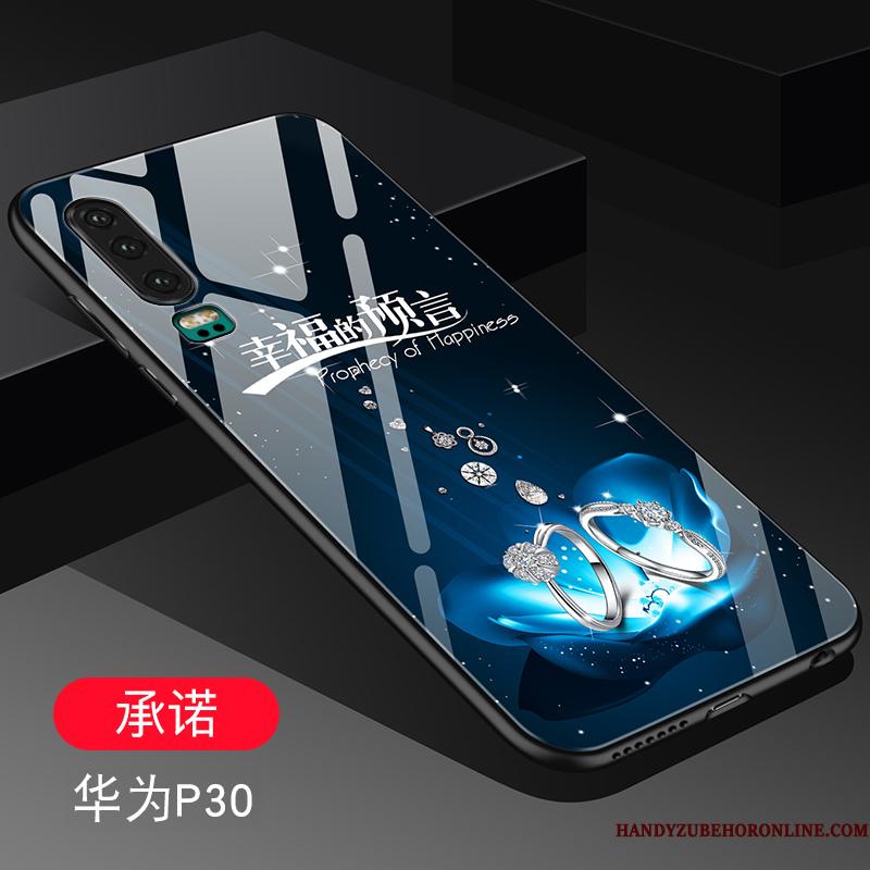 Huawei P30 Etui High End Kinesisk Stil Elskeren Blå Trend Anti-fald Glas