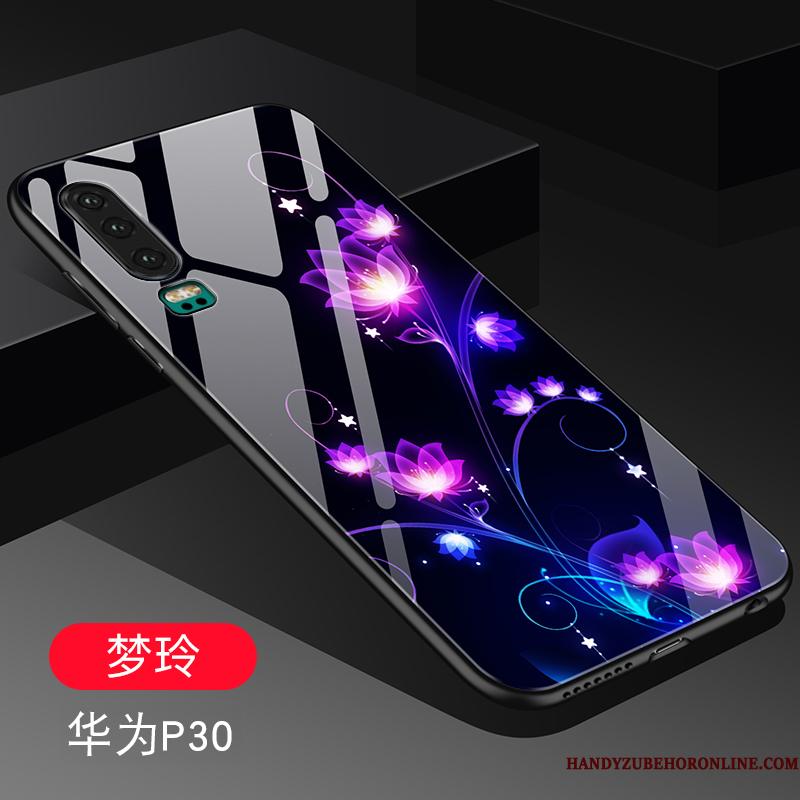 Huawei P30 Etui High End Kinesisk Stil Elskeren Blå Trend Anti-fald Glas