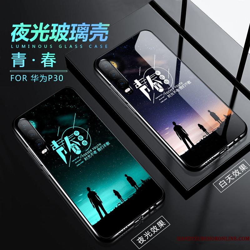 Huawei P30 Etui High End Spejl Glas Beskyttelse Nubuck Cover Trendy