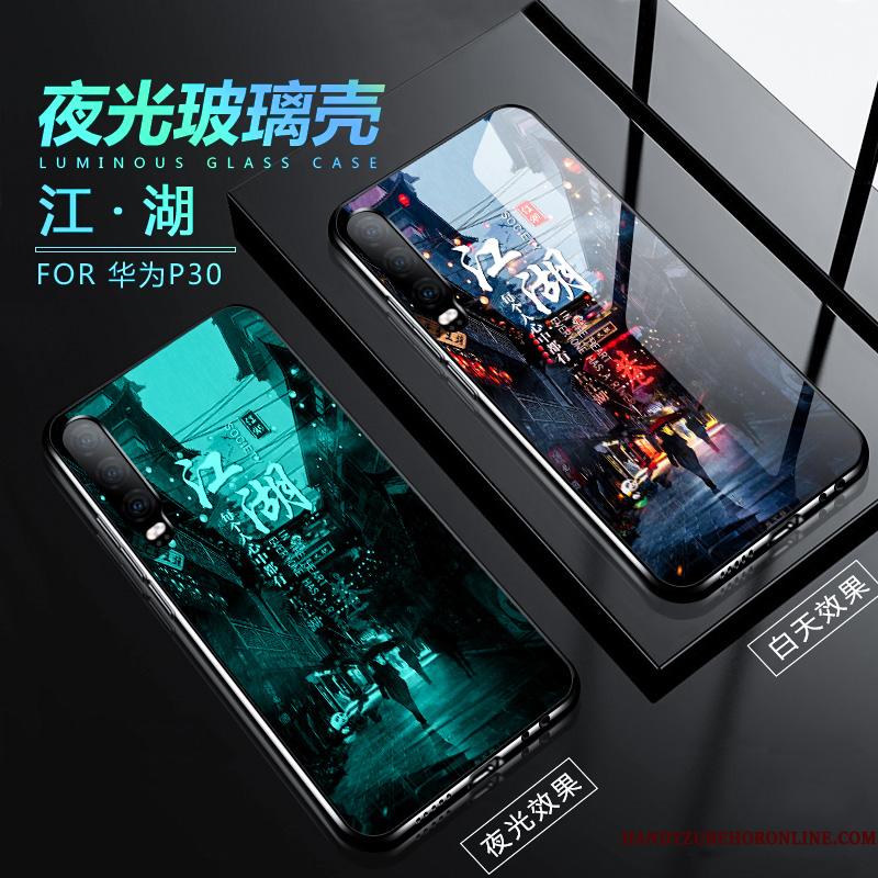 Huawei P30 Etui High End Spejl Glas Beskyttelse Nubuck Cover Trendy