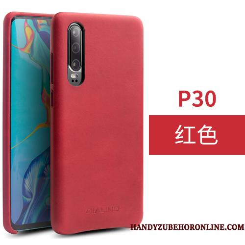Huawei P30 Etui Sort Business Bagdæksel Ægte Læder Telefon Beskyttelse