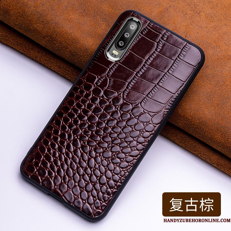 Huawei P30 Krokodille Mønster Beskyttelse Kreativ Lædertaske Blå Telefon Etui Af Personlighed