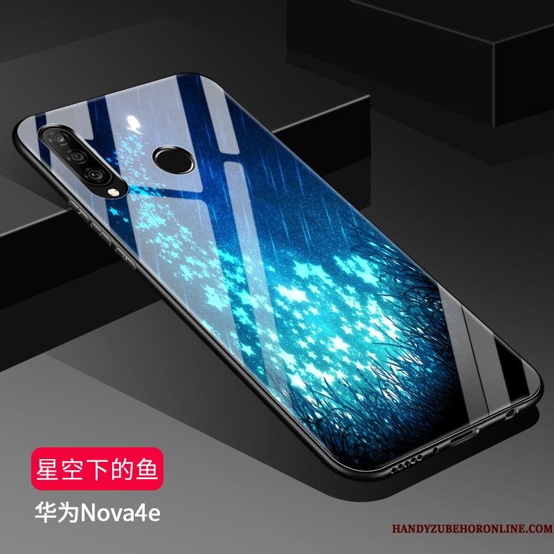 Huawei P30 Lite Blød Beskyttelse Telefon Etui Glas Silikone Cover Sort