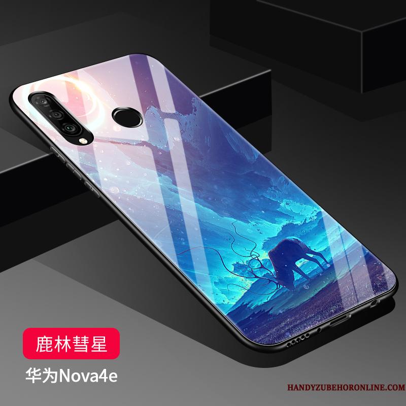 Huawei P30 Lite Blød Beskyttelse Telefon Etui Glas Silikone Cover Sort