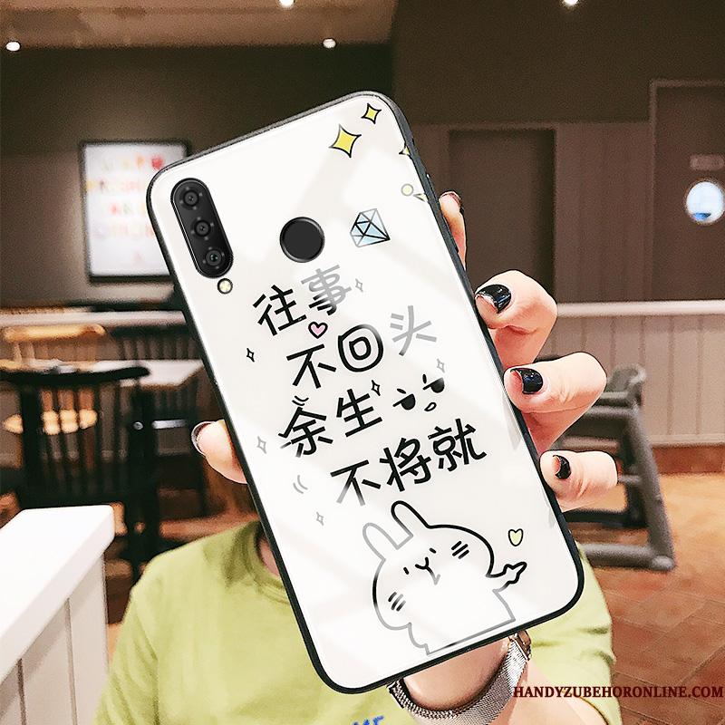 Huawei P30 Lite Cover Telefon Etui Hvid Glas Anti-fald Spejl Cartoon