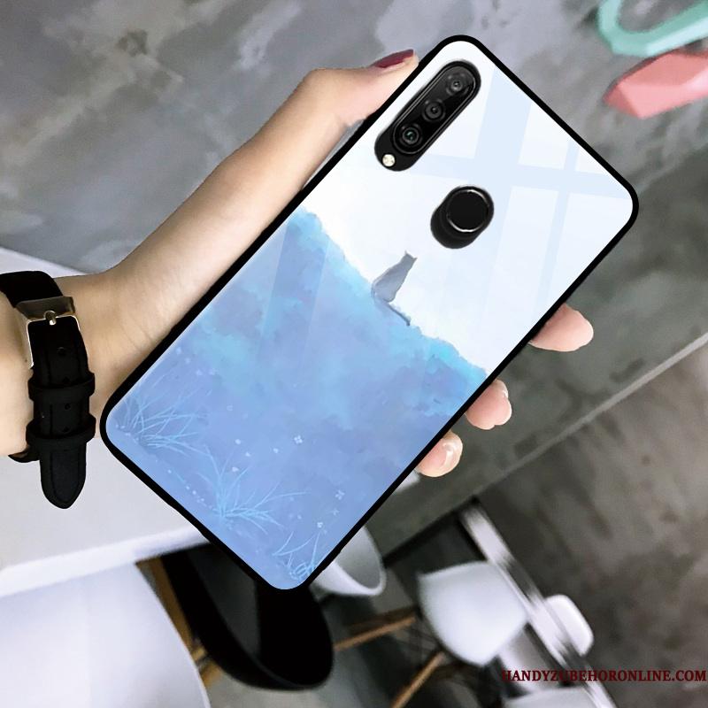 Huawei P30 Lite Etui Glas Kreativ Vind Smuk Mode Cover Blå