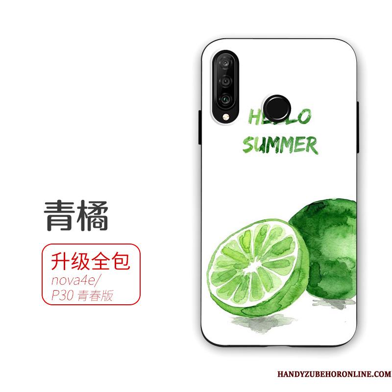 Huawei P30 Lite Grøn Frisk Blød Telefon Etui Nubuck Cover Anti-fald