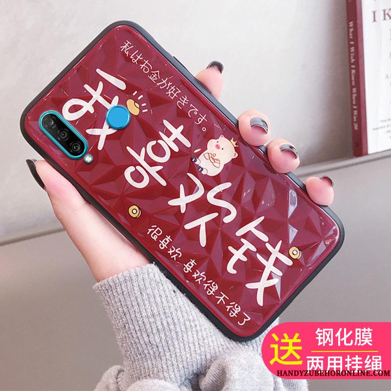 Huawei P30 Lite Hærdning Skærmbeskyttelse Af Personlighed Rød Telefon Etui Trend