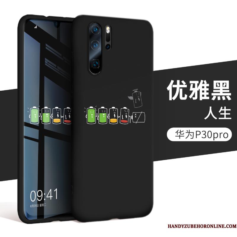 Huawei P30 Pro Blød Silikone Trendy Telefon Etui Anti-fald Alt Inklusive Sort
