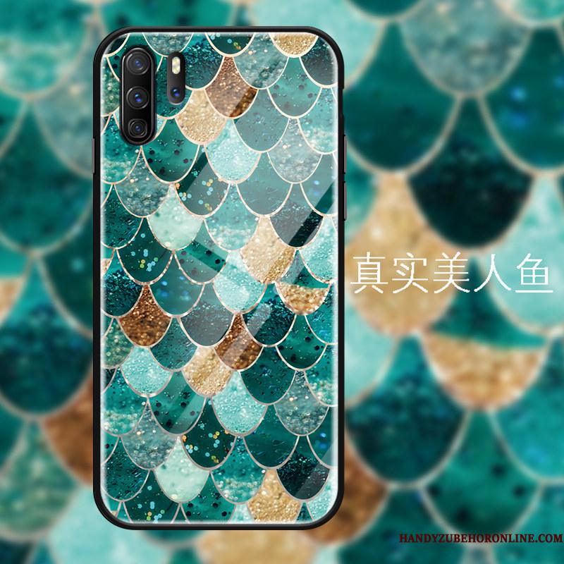 Huawei P30 Pro Etui Hærdet Glas Trend Hængende Ornamenter Anti-fald Alt Inklusive Havfrue Luksus