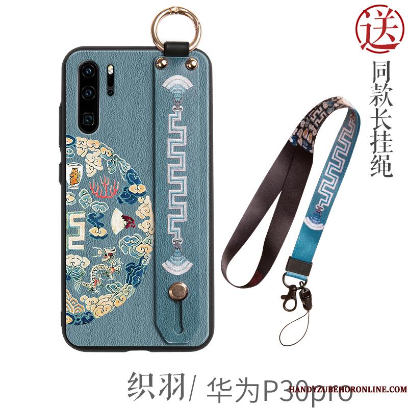 Huawei P30 Pro Etui Ny Support Hængende Ornamenter Silikone Kinesisk Stil Af Personlighed Lilla