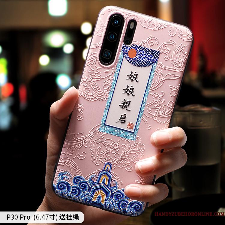 Huawei P30 Pro Trend Kinesisk Stil Trendy Nubuck Anti-fald Beskyttelse Telefon Etui