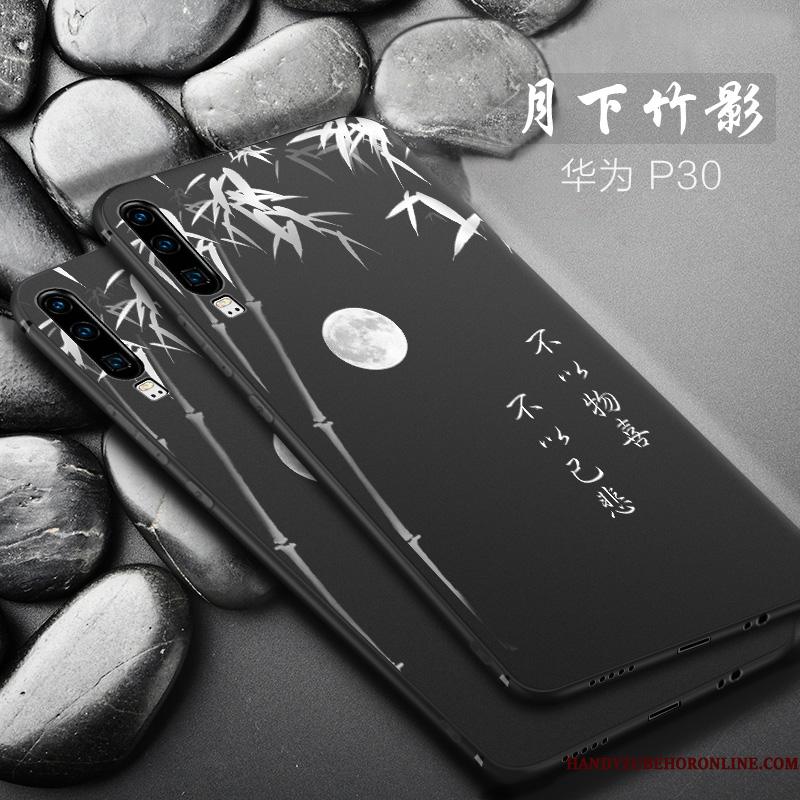 Huawei P30 Silikone Cover Lille Sektion Kreativ Etui Nubuck Af Personlighed