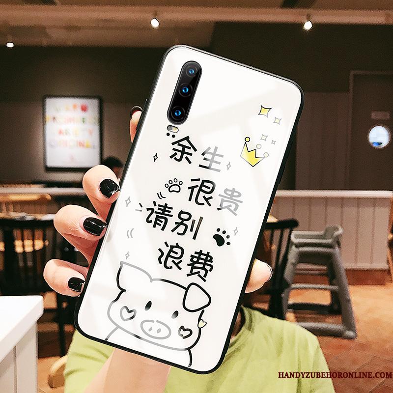 Huawei P30 Spejl Net Red Beskyttelse Glas Cartoon Anti-fald Telefon Etui