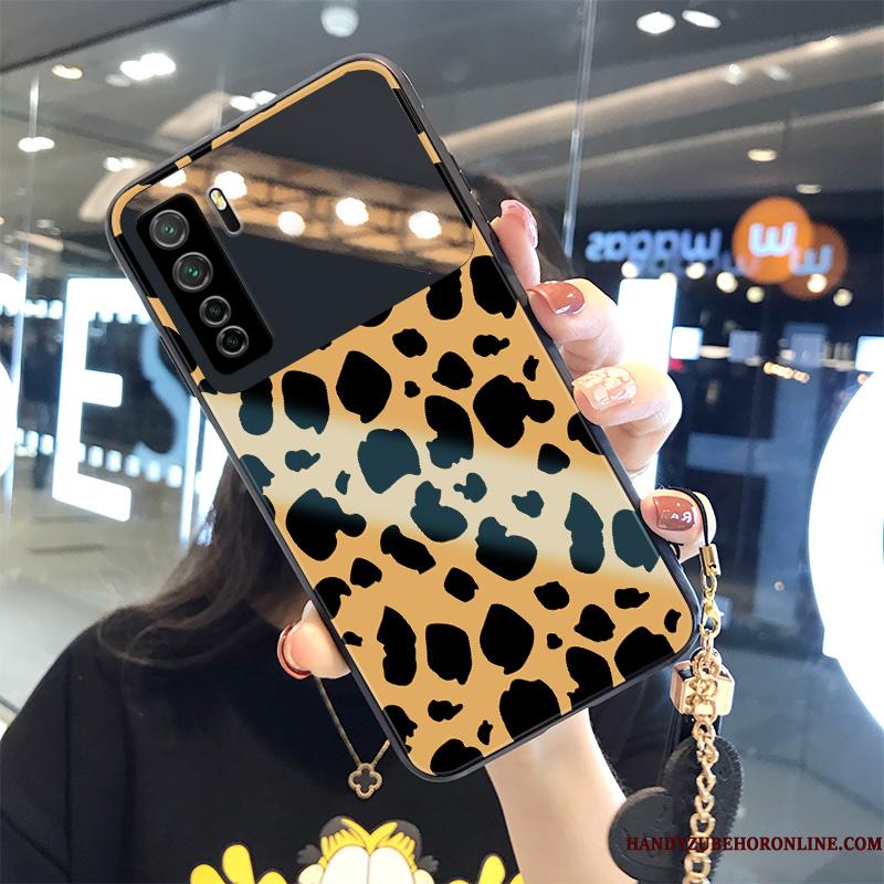 Huawei P40 Lite 5g Sort Anti-fald Telefon Etui Luksus Spejl Leopard Hængende Ornamenter
