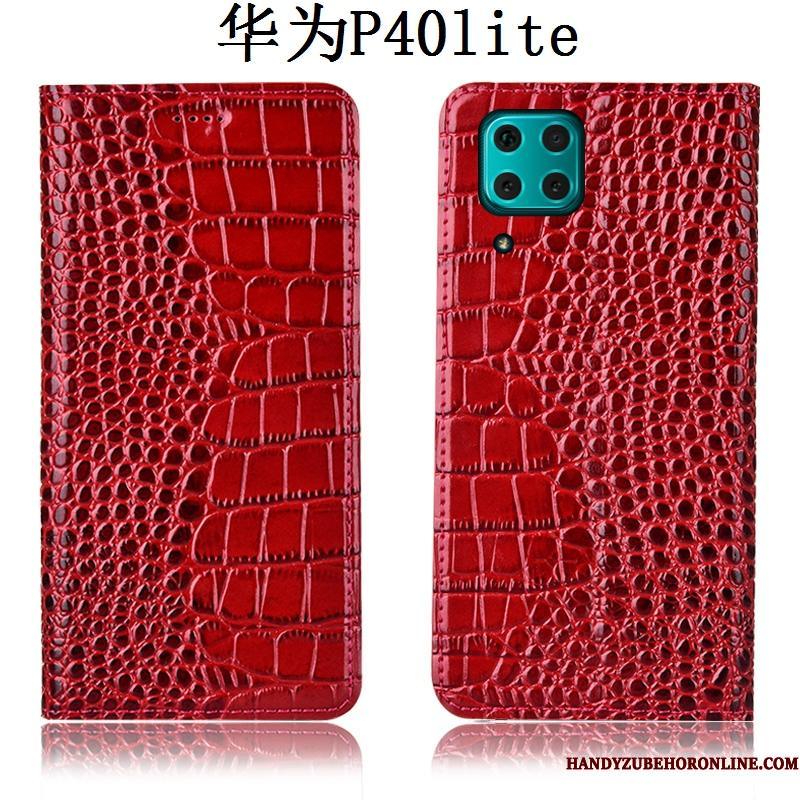 Huawei P40 Lite Beskyttelse Krokodille Lædertaske Cover Folio Telefon Etui