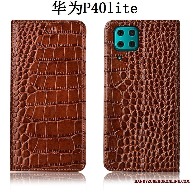 Huawei P40 Lite Beskyttelse Krokodille Lædertaske Cover Folio Telefon Etui