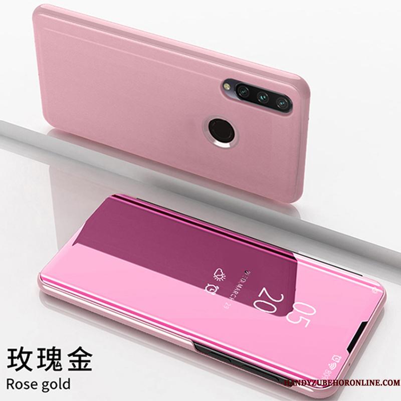 Huawei P40 Lite E Telefon Etui Mode Gennemsigtig Lædertaske Spejl Anti-fald Lyserød