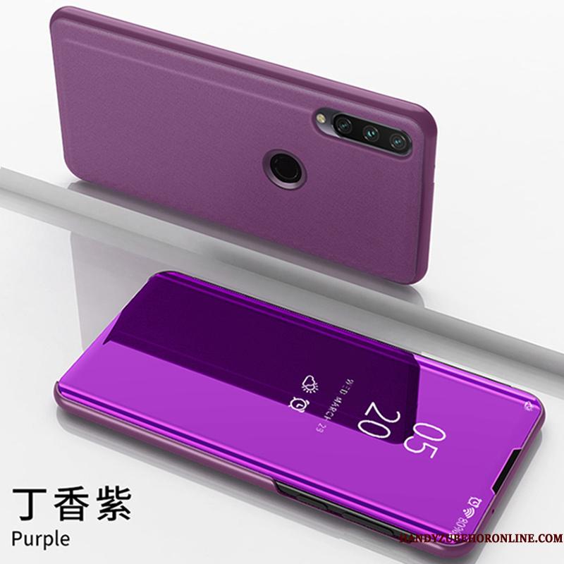 Huawei P40 Lite E Telefon Etui Mode Gennemsigtig Lædertaske Spejl Anti-fald Lyserød