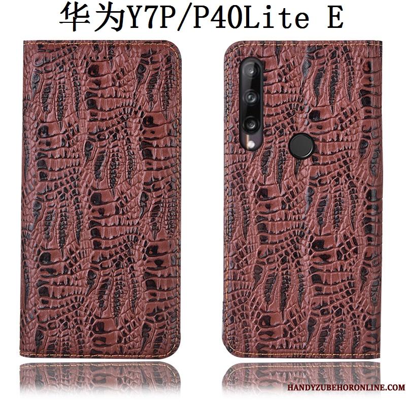 Huawei P40 Lite E Ægte Læder Anti-fald Telefon Etui Sort Cover Beskyttelse